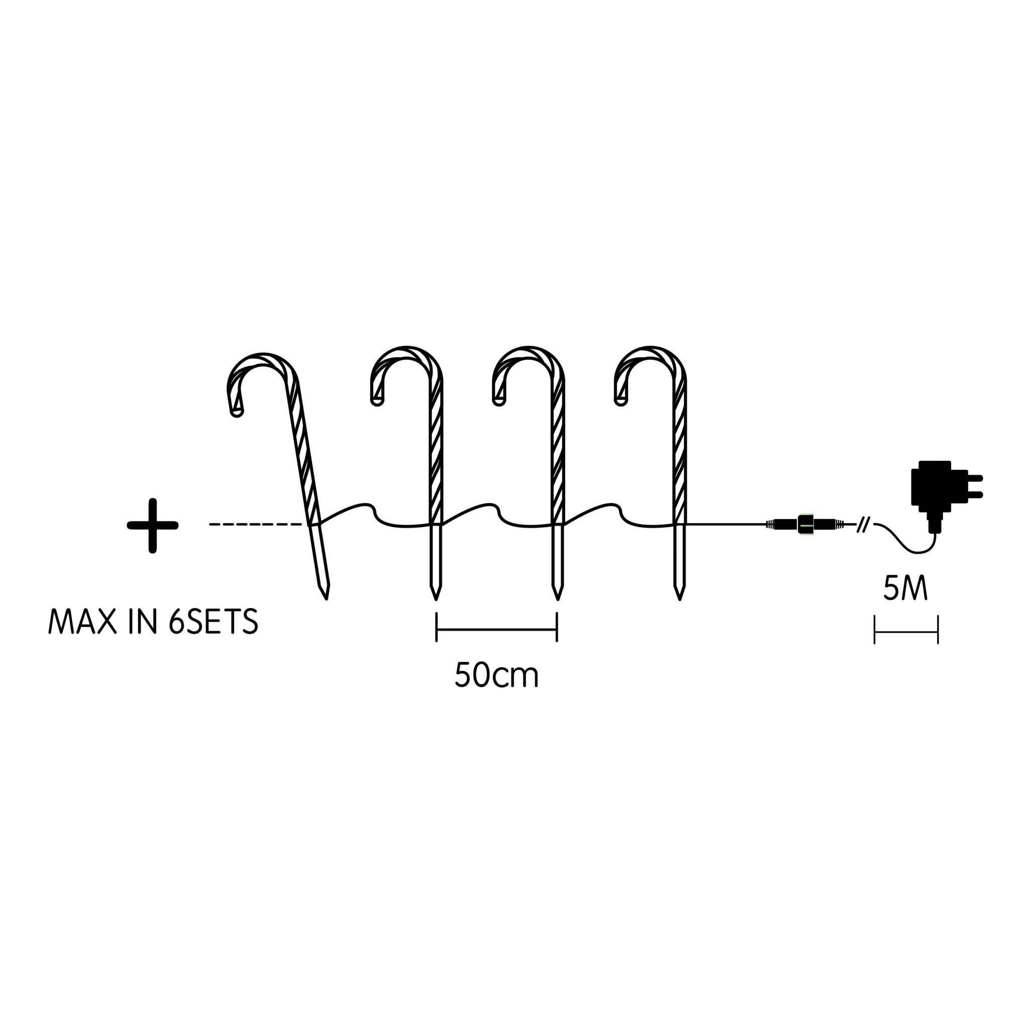 Set of 4 Connectable Candy Cane - 2 Colour Options-Christmas Path Light-Lexi Lighting