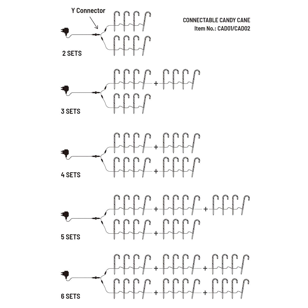Set of 4 Connectable Candy Cane - 2 Colour Options-Christmas Path Light-Lexi Lighting