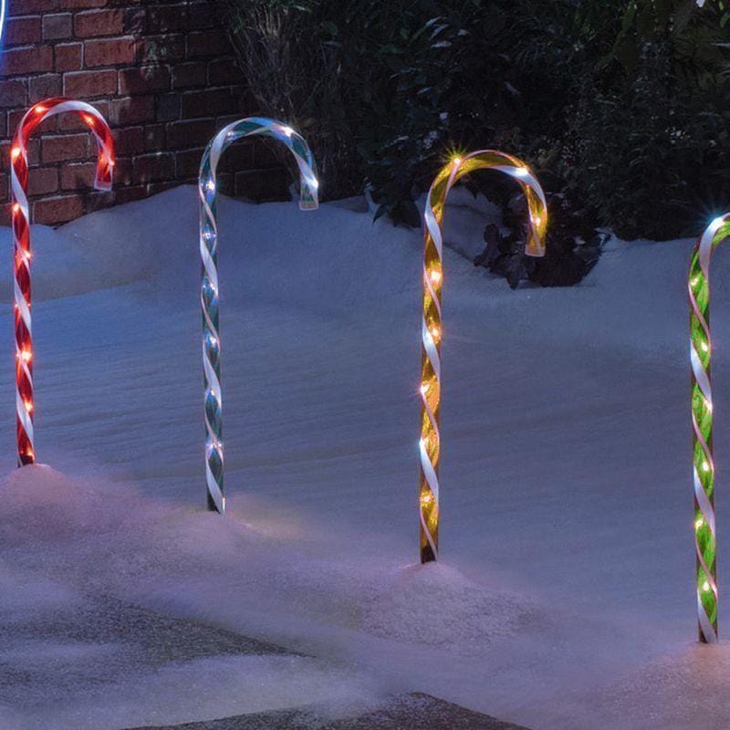 Set of 4 Connectable Candy Cane - 2 Colour Options-Christmas Path Light-Lexi Lighting