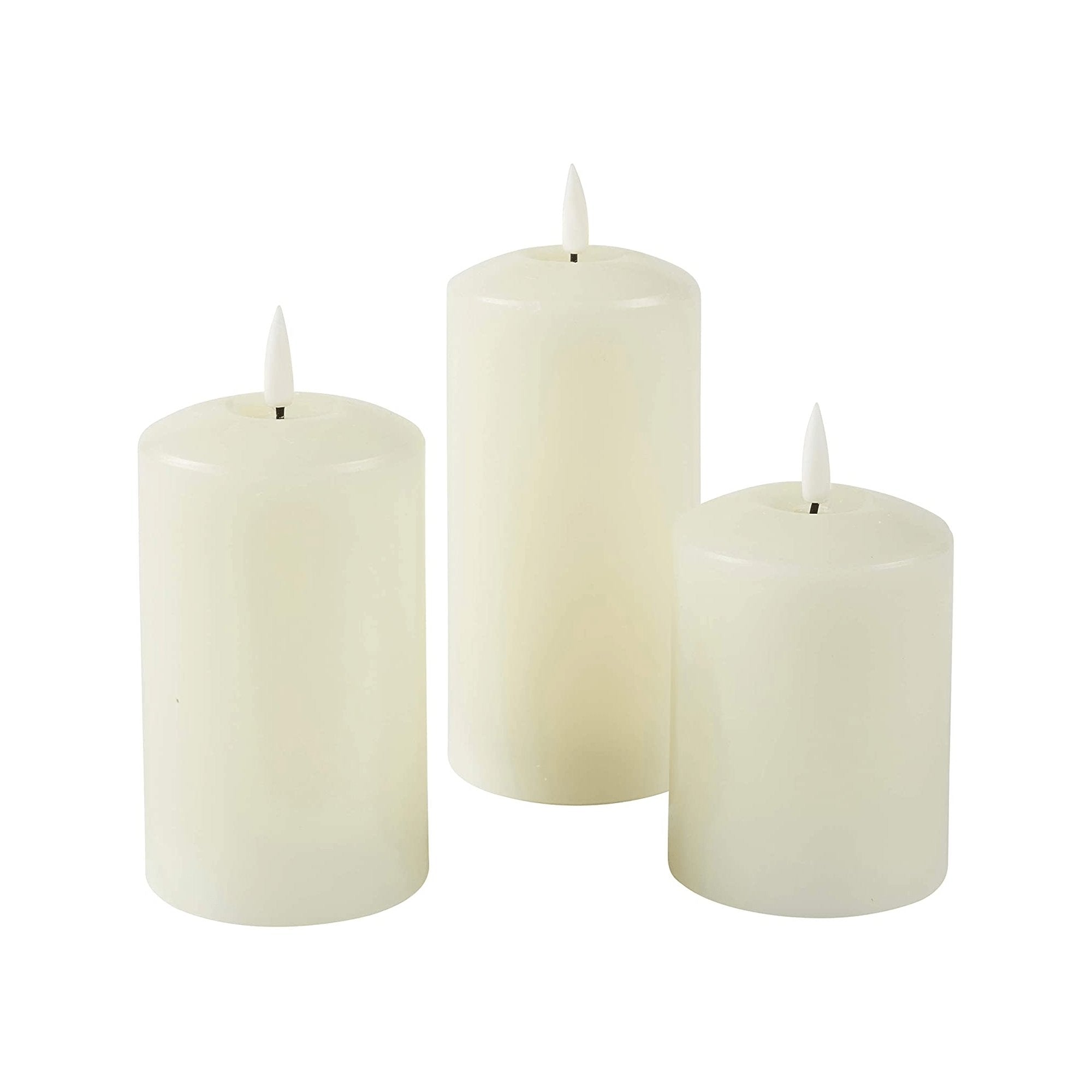 Set of 2 LED Ivory Wax Pillar Candles - 3 Size options-Christmas Table Decoration&Candle-Lexi Lighting