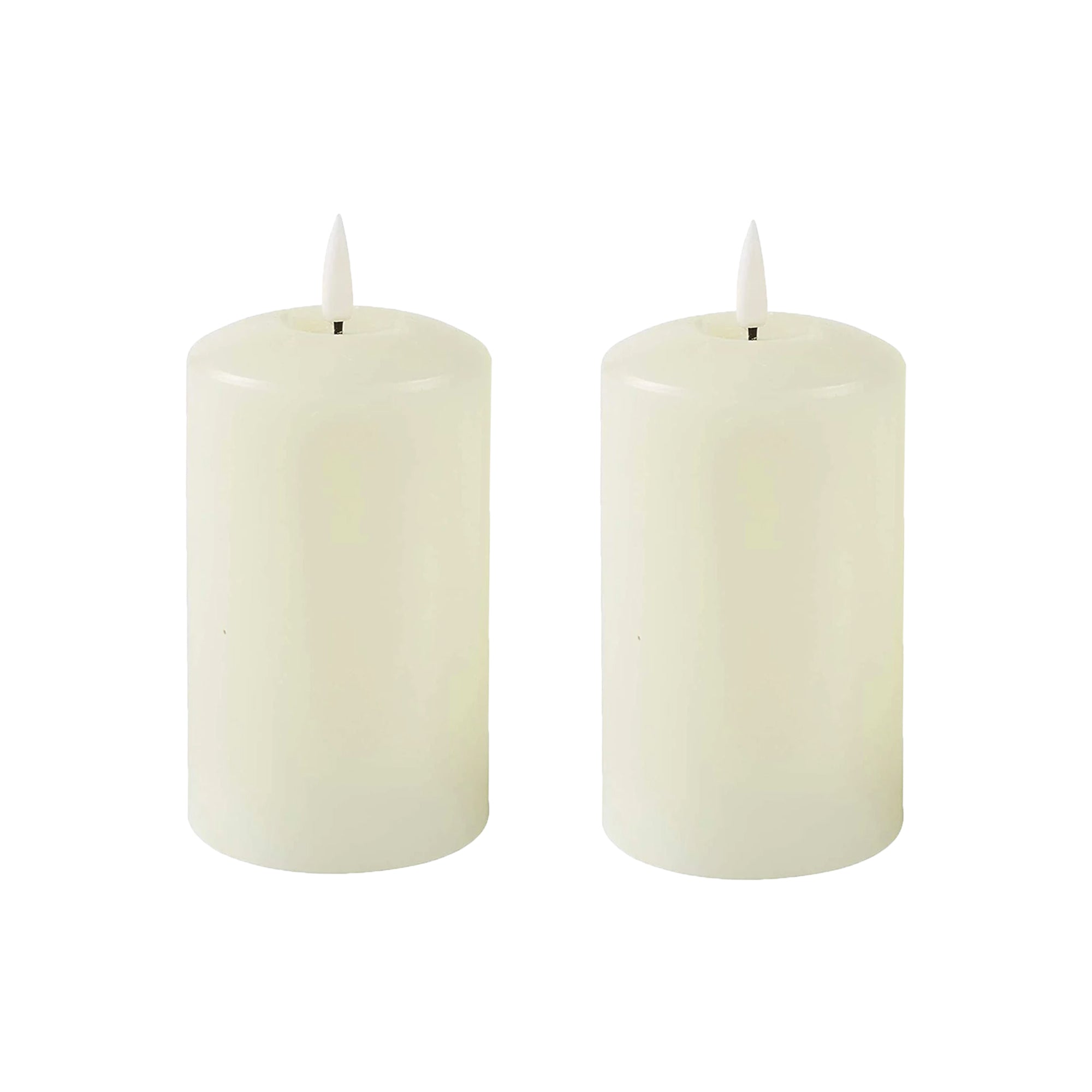 Set of 2 LED Ivory Wax Pillar Candles - 3 Size options-Christmas Table Decoration&Candle-Lexi Lighting
