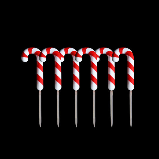 Dual Power Set of 6 LED Candy Cane Stakes