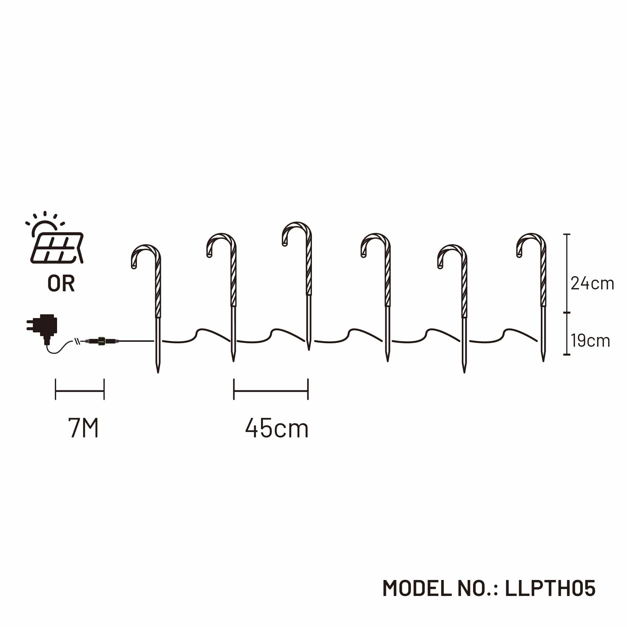 Dual Power Set of 6 LED Candy Cane Stakes-Christmas Path Light-Lexi Lighting