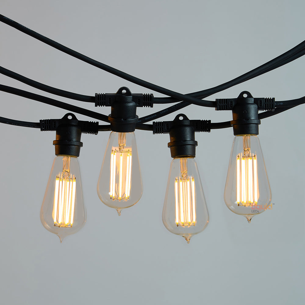 10m Black Festoon String Lights with 10 Bulb 240V