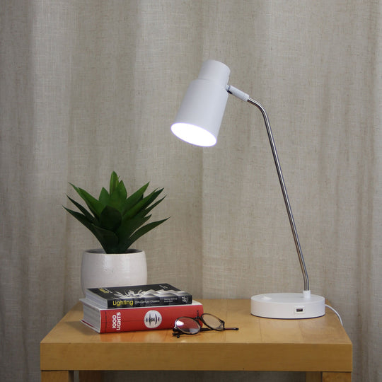 Rik Desk Lamp With USB White and Brushed Chrome