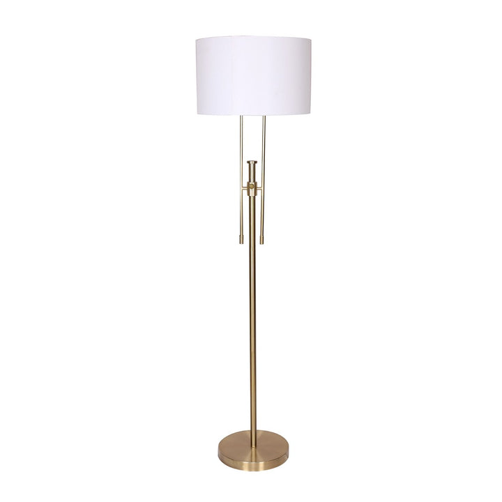Sarantino Brushed Gold Height-Adjustable Metal Floor Lamp-Home & Garden > Lighting-Koala Lamps and Lighting