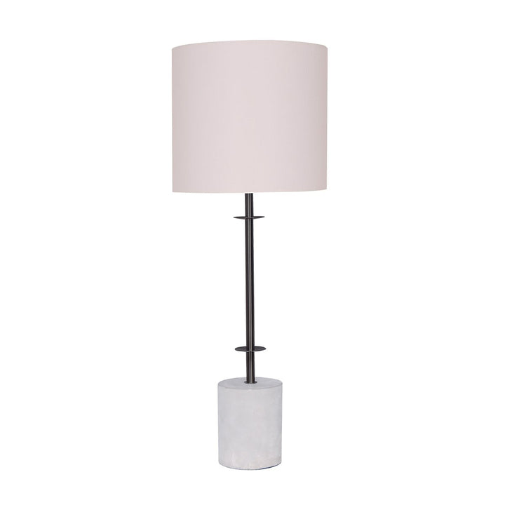 Sarantino Concrete & Metal Table Lamp with Off-White Linen Shade-Home & Garden > Lighting-Koala Lamps and Lighting