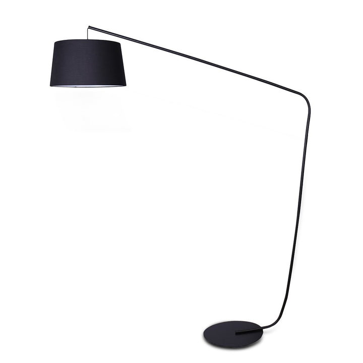 Sarantino Metal Arc Floor Lamp in Black Finish with Linen Taper Shade-Home & Garden > Lighting-Koala Lamps and Lighting