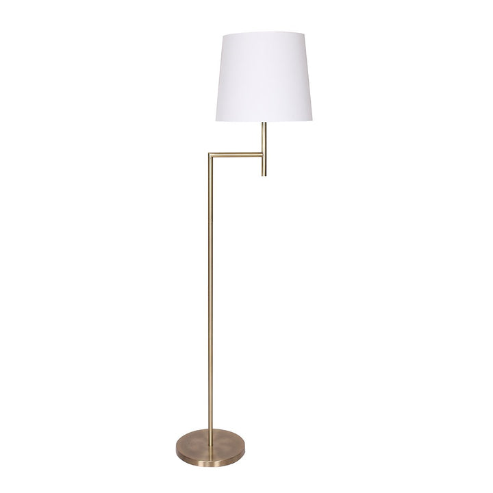 Sarantino Metal Floor Lamp in Antique Brass Finish with Cream Linen Fabric Shade-Home & Garden > Lighting-Koala Lamps and Lighting