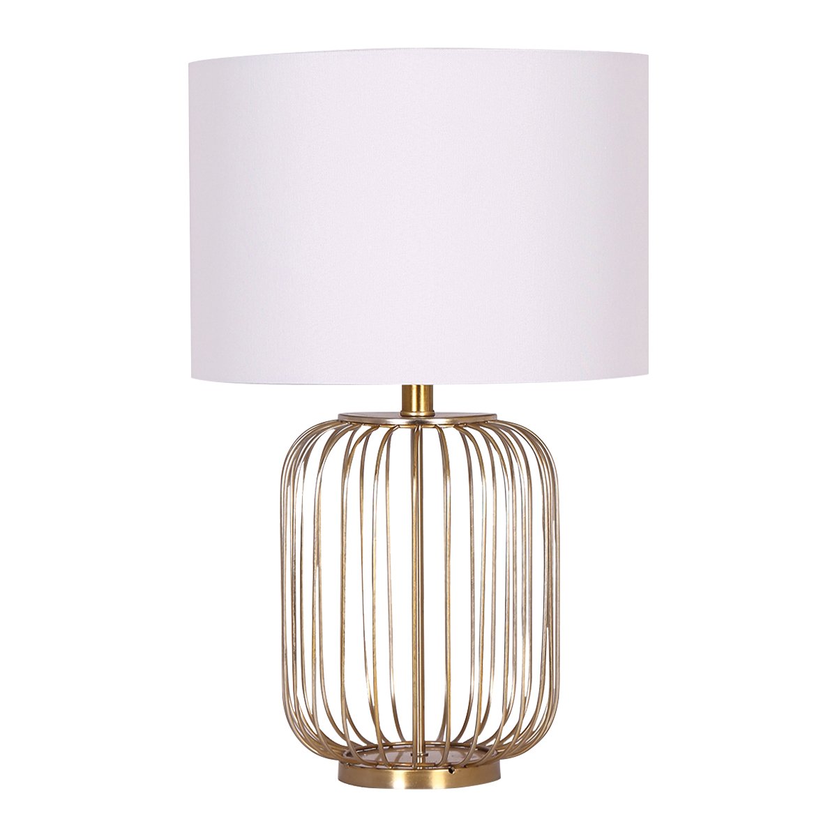 Sarantino Rose Gold Table Lamp with Linen Drum Shade-Home & Garden > Lighting-Koala Lamps and Lighting