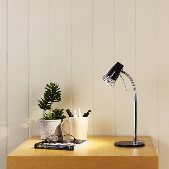 Scoot LED Desk Lamp Matt Black and Chrome