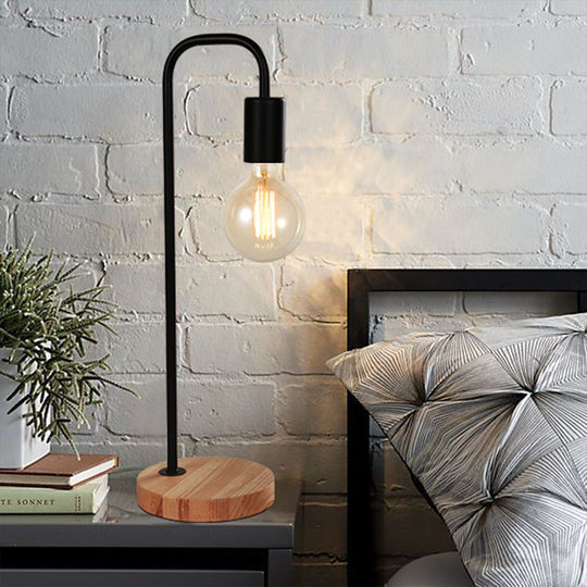 BROOK Nordic Style Stylish Table lamp with wood Base E27 Black White