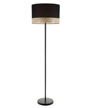 TAMBURA Black Cloth Shade With Blonde Wood Trim Large Floor Lamp - TAMBURA12FL photo 1