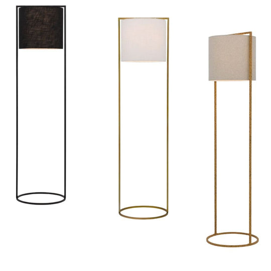 Telbix LOFTUS - Modern-Industrial Boxed Iron & Linen Floor Lamp