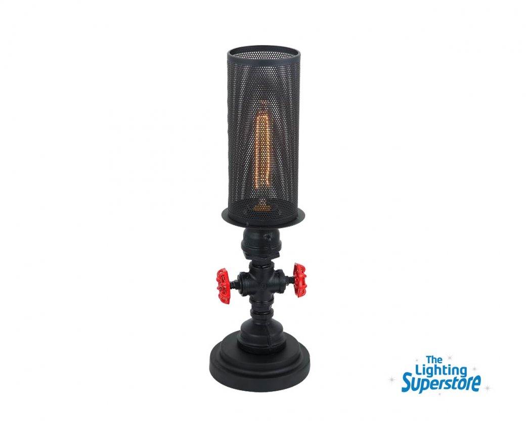Veneto Table Lamp Single Black Iron and Mesh