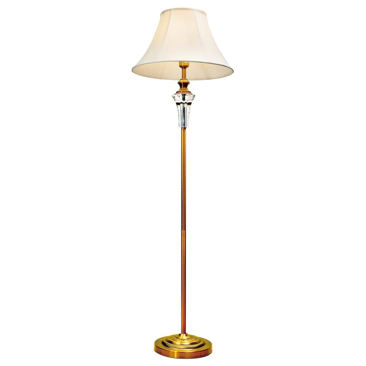 Vienna Crystal & Brass Floor Lamp with Fabric Shade - LL-27-0082-Floor Lamps-Lexi Lighting