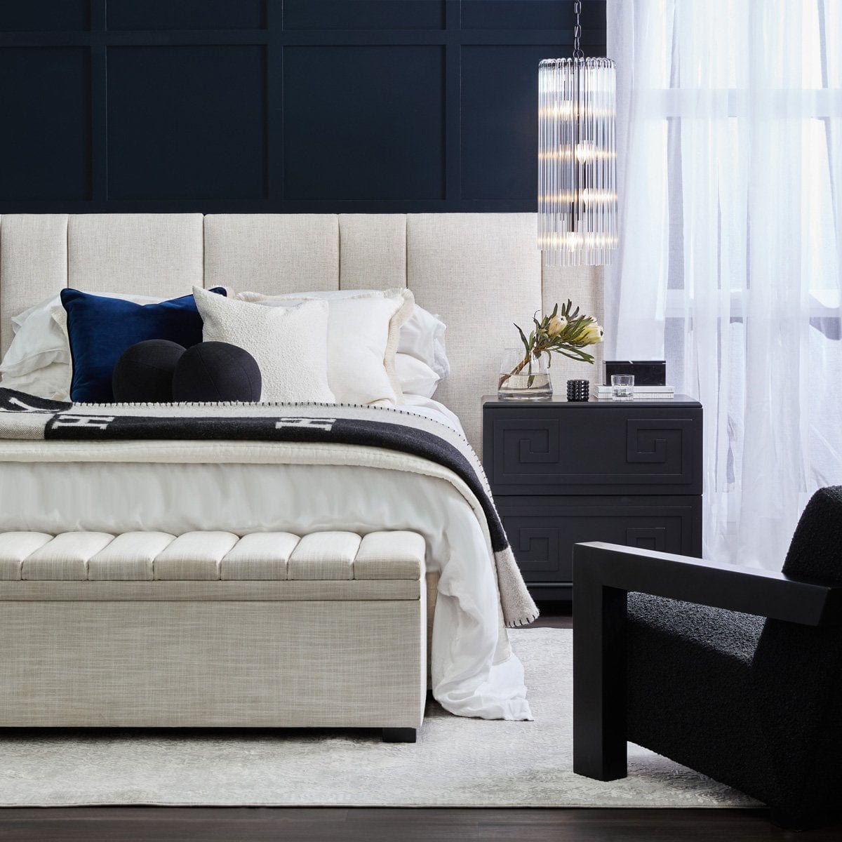 Cafe Lighting ZARA Black - 4 Light Long Pendant-Pendant Light-Cafe Lighting and Living